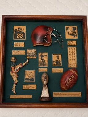Vintage Football Memorabilia Shadow Box